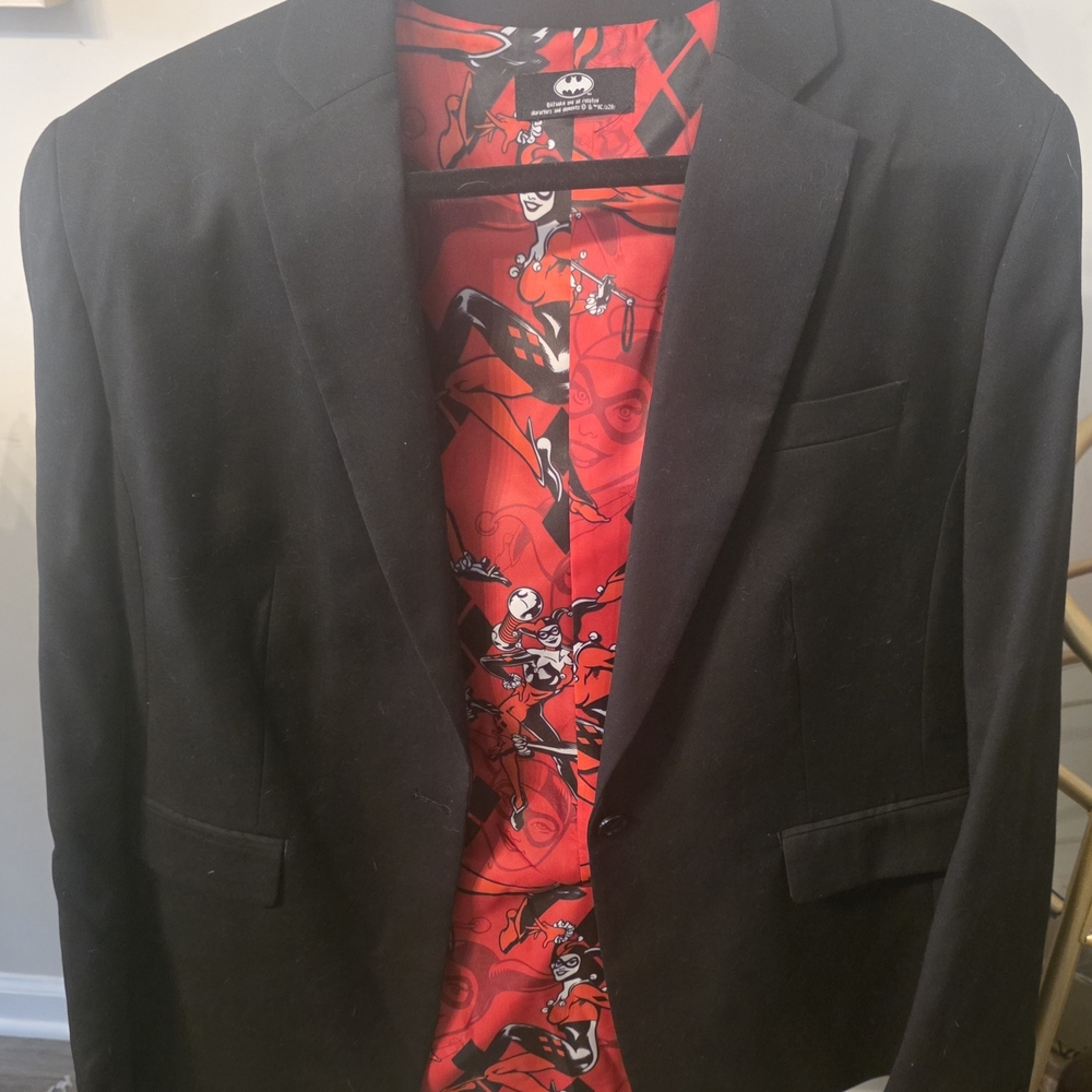 Batman Black Blazer with Red Graphic Lining